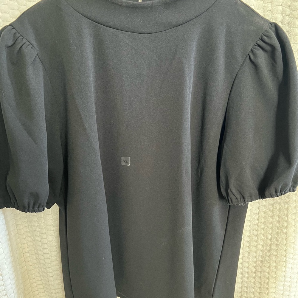 Ann Taylor Black Puff Sleeve Blouse